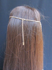 Brand New Women Chic Gold Metal 80'S Stylish Long Head Chain Lightweight  Imitation Pearls Beads Fashion Jewelry - alwaystyle4you - 2