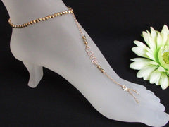 New Women Gold Metal Casual Fashion Anklet Foot Thin Chain Fashion Jewelry Silver LOVE Rhinestones Charm Pool Beach Wedding Party - alwaystyle4you - 4