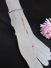 New Women Silver Metal Casual Trendy Fashion Anklet Foot Thin Chain Jewelry Small hearts Clear Rhinestones Charm Beach Wedding Party Jewelry - alwaystyle4you - 4