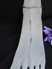 New Women Silver Metal Casual Trendy Fashion Anklet Foot Thin Chain Jewelry SEXY Clear Rhinestones Charm Beach Pool Party - alwaystyle4you - 2