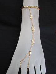 Women Gold Metal Casual Trendy Fashion Anklet Foot Thin Chain Jewelry Small Flower Roses Clear Rhinestones Charm Beach Party Weddings - alwaystyle4you - 1