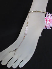 New Women Silver Metal Casual Trendy Fashion Anklet Foot Thin Chain Jewelry Small hearts Clear Rhinestones Charm Beach Wedding Party Jewelry - alwaystyle4you - 1