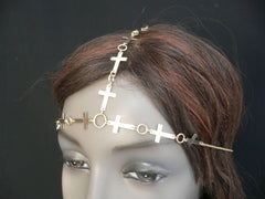 Brand New Trendy Women Gold Metal Multi Crosses Head Chai Crosses Beach Fashion - alwaystyle4you - 1