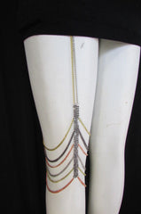 New Causal Women Thigh High Mesh Silver Pewter Pink Gold Multi Metal Belt Long Leg Light Thin Chain Garter Fashion Body Jewelry - alwaystyle4you - 3