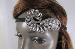 New Trendy Rhinestone Silver Women Fashion Metal Side Head Band Forehead Jewelry Hair Accessories Wedding - alwaystyle4you - 1