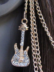 New Rhinestone Gold Guitar Women Fashion Metal Multi French Drapes Jewelry Hair Pin Accessories Wedding - alwaystyle4you - 2