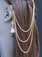 New Rhinestone Gold Guitar Women Fashion Metal Multi French Drapes Jewelry Hair Pin Accessories Wedding - alwaystyle4you - 3
