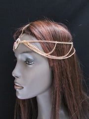 Brand New Rhinestone Gold Women Fashion Metal Multi Drapes Head Band Forehead Jewelry Hair Accessories Wedding Beach Party - alwaystyle4you - 2