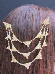 New Trendy Women Gold Fashion Metal Head Multi Triangle  Jewelry Hair Accessories Beach Party - alwaystyle4you - 4