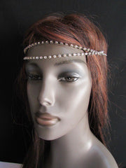 Brand New One Size Brand New Women Silver Metal Head Chain Rhinestones Fashion Hair Piece Jewelry Wedding Party Beach - alwaystyle4you - 1