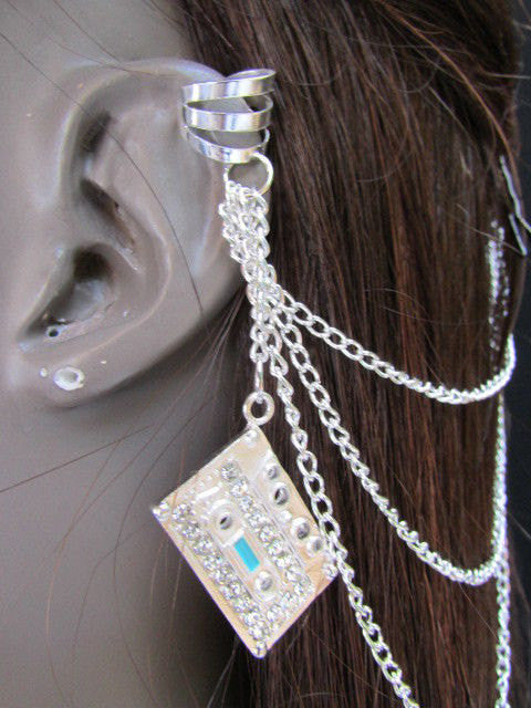 New Rhinestone Silver Cassette Women Fashion Metal Multi French Drapes Jewelry Hair Pin Accessories Wedding - alwaystyle4you - 2