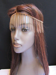New Women Gold Long Drapes Fashion Metal Head Chain Head Band Elastic Fashion Jewelry Hair Accessories - alwaystyle4you - 4