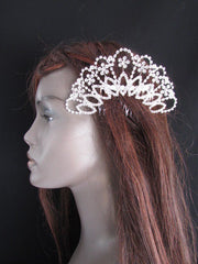 New Women Silver Large Metal Fans Flowers Dressy Pin Rhinestones Fashion Jewelry Hair Accessories Wedding - alwaystyle4you - 3