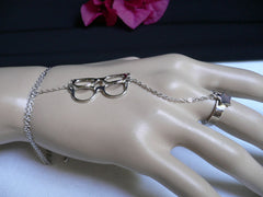 Women Trendy Silver Thin Sunglasses Metal Hand Chain Slave Ring Fashion Body Chain Slave Ring Beach Party - alwaystyle4you - 1