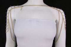 Brand New Women Trendy Body Chain Gold Metal Chain Necklace Fashion Double Shoulder Drapes Lady Gaga Women Accessories - alwaystyle4you - 3