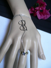 New Women Trendy Silver Thin Sunglasses Metal Hand Chain Slave Ring Fashion Body Chain Slave Ring Beach Party - alwaystyle4you - 3