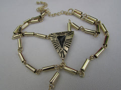 New Women Trendy Light Gold Triangle Metal Hand Chain Slave Ring Fashion Body Chain Slave Ring Halloween - alwaystyle4you - 2