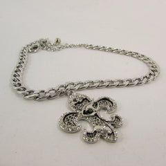 Silver Metal Chain Boot Bracelet Plain Fleur De Lis Lily Flower Charms Football Bull / Rodeo Horse / Horse Bow New Women Fashion Bling Jewelry - alwaystyle4you - 2