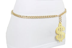 Money $ Pendant Gold Metal Chain Hip Hop Style Belt