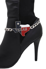Lone Star State Flag Colored Texas Pendant Metal Boot Chain