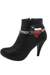 Lone Star State Flag Colored Texas Pendant Metal Boot Chain
