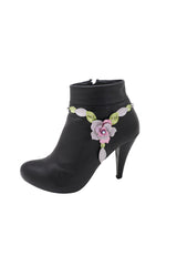 Silver Metal Chain Boot Bracelet Anklet Charm Turquoise Blue Bead Charm