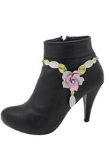 Silver Metal Chain Boot Bracelet Anklet Charm Turquoise Blue Bead Charm