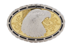 Men Women Silver Metal Oval Belt Buckle Western Fashion American Bird Eagle Head