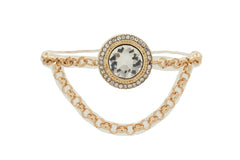 Large Round Jewel Gold Wave Metal Boot Chain