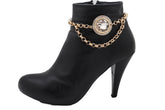 Large Round Jewel Gold Wave Metal Boot Chain