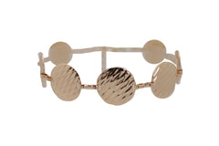 Gold Metal Chain Boot Bracelet Shoe Anklet Textured Circle Round Charms