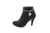 Silver Color Metal Chain Boot Bracelet Shoe Anklet Diamond Shape Charm