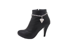 Silver Color Metal Chain Boot Bracelet Shoe Anklet Diamond Shape Charm