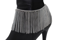 Silver Metal Chain Boot Bracelet Shoe Long Tassel Fringes Charm Anklet