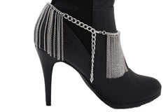Silver Metal Chain Boot Bracelet Shoe Long Tassel Fringes Charm Anklet
