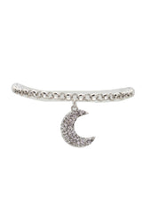 Silver Metal Chain Boot Bracelet Shoe Charm Jewelry Bling Shiny Half Moon