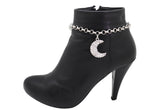 Silver Metal Chain Boot Bracelet Shoe Charm Jewelry Bling Shiny Half Moon