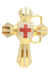Men Belt Buckle Gold Metal Western Religious Big Bling Cross Biker