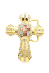 Men Belt Buckle Gold Metal Western Religious Big Bling Cross Biker