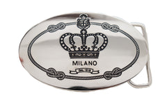 Men Women Silver Metal Fashion Belt Buckle King Queen Crown Cross Oval Milano