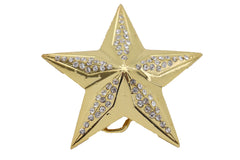 Gold Metal Western Style Texas Lone Star Bling TX Belt Buckle