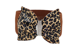 Pewter Black Color Metal Elastic Waistband Skinny Belt Size S M