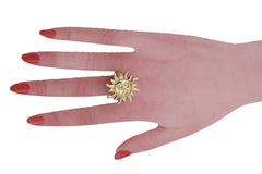 Ring Gold Metal Smiling Sun Rise One Size Elastic Band
