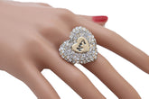 No. 7 Rhinestone Heart Ring