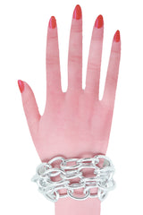 Multi-Strand Chunky Chain Link Silver Metal Bracelet