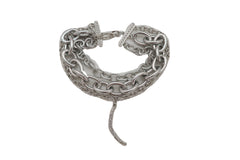 Women Multi Strands Silver Metal Chain Links Bib Fashion Short Necklace Moon Pendant Gorgeous Style