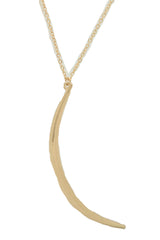 Gold Metal Chain Long Fashion Necklace Jewelry Long Moon Pendant + Earring