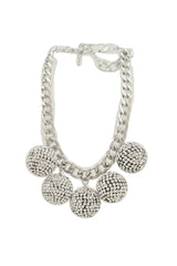 Silver White Disco Ball Charm Necklace
