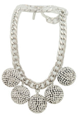 Silver White Disco Ball Charm Necklace