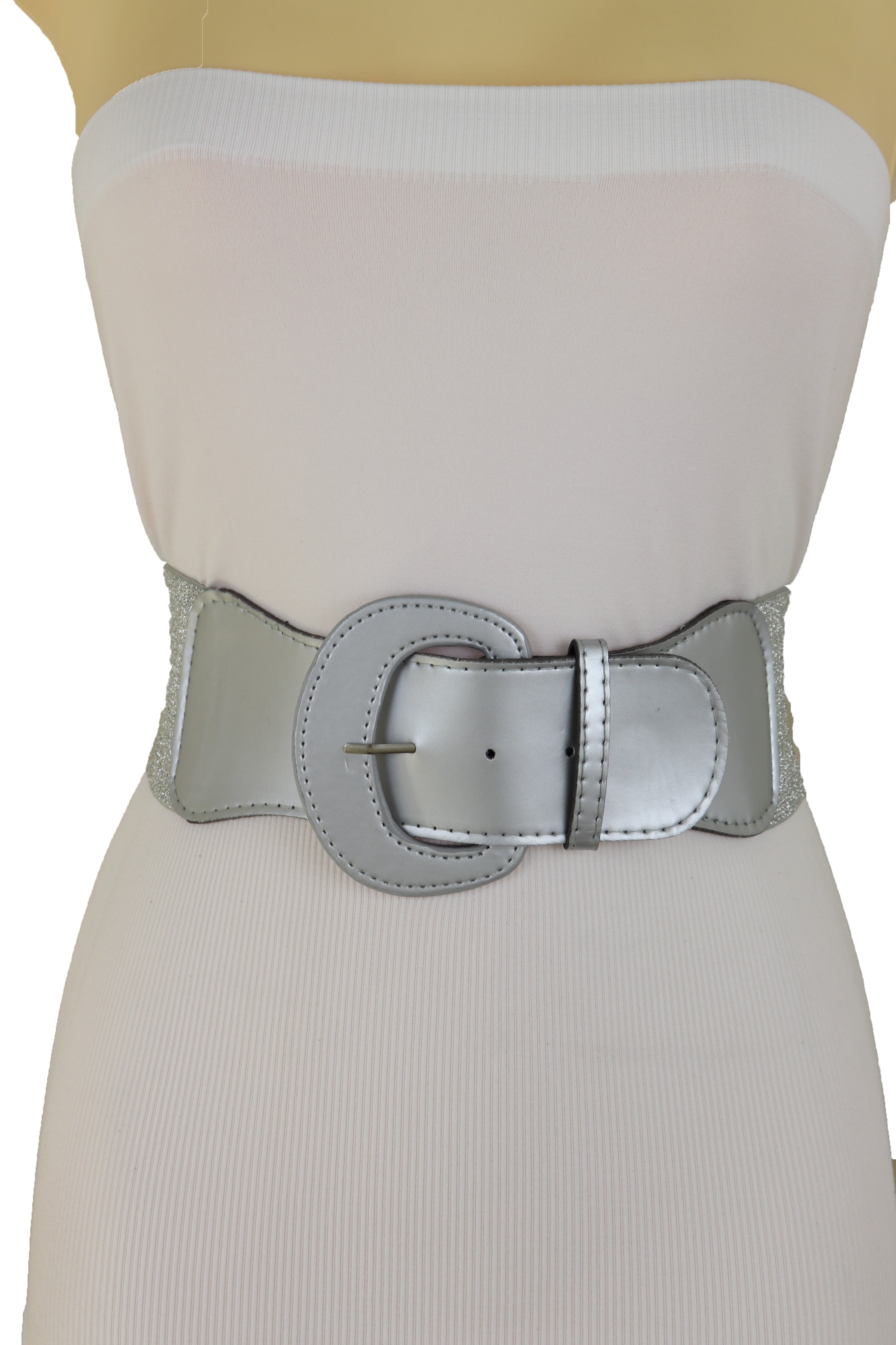 Silver Stretch Strap Cinch Waistband Fashion Belt Hip High Waist Size –  alwaystyle4you